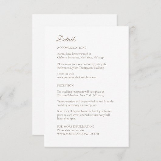 Regency French Lilie Wedding Details Begleitkarte (Vorne/Hinten)