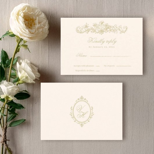 Regency Garden Vintage Classic Romantic Wedding RSVP Karte