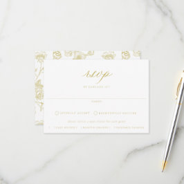 Regency Gold Floral Meetings RSVP Karte