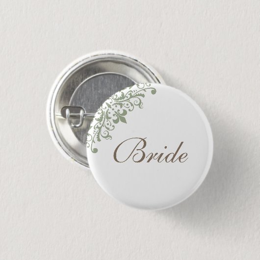 Regency Green French Lilie Script Bride Button (Vorne & Hinten)