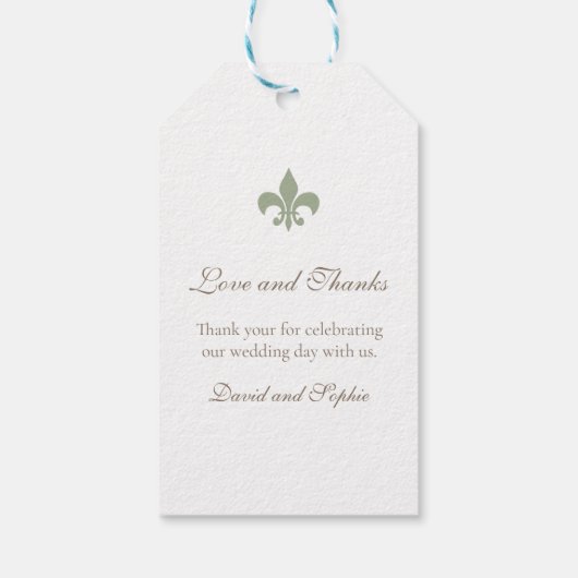 Regency Green Lilie Merci Wedding Geschenkanhänger (Rückseite)