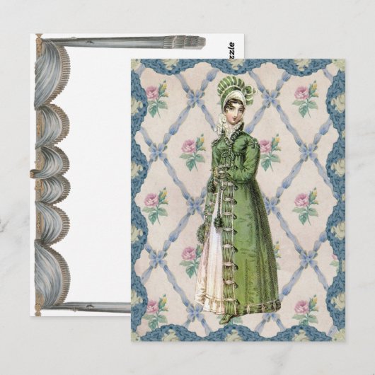 Regency Lady in Green Postkarte (Vorne/Hinten)