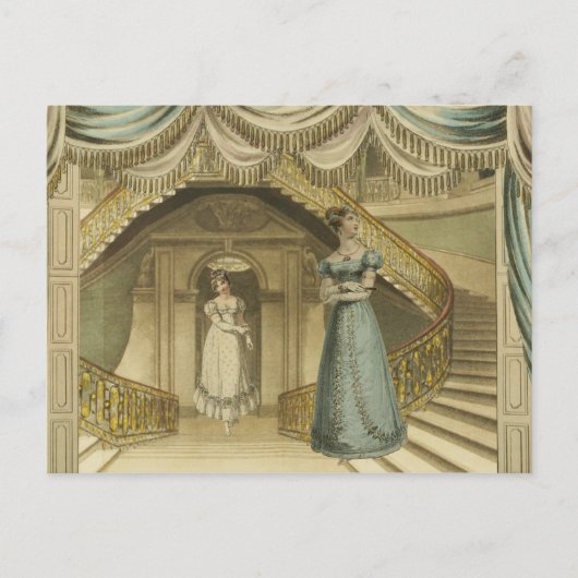 Regency Ladys auf der Treppe Postkarte (Vorderseite)