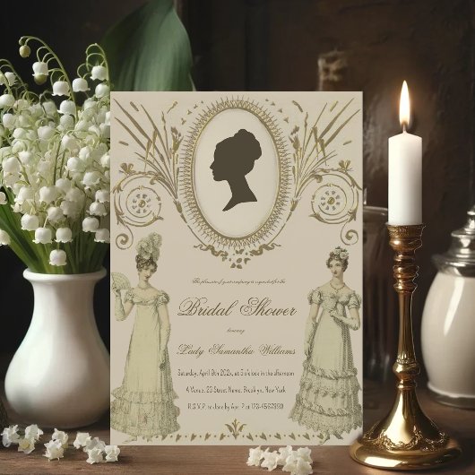 Regency Ladys Vintag Calligraphy Brautparty Einladung