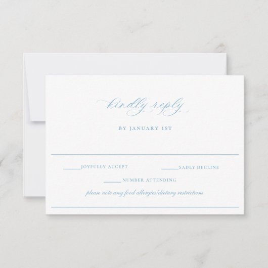 Regency Light Blue Allergy Dietary Note Wedding RSVP Karte (Vorderseite)