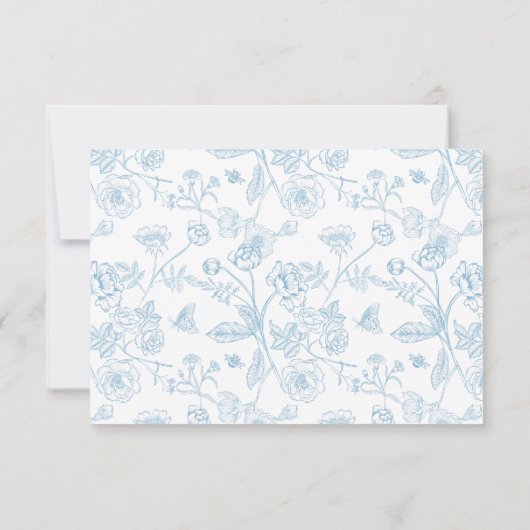 Regency Light Blue Chinoiserie Wedding QR Code RSVP Karte (Rückseite)