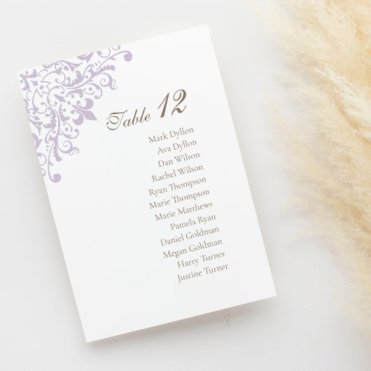 Regency Lila Lilie Pattern Wedding Tischnummer