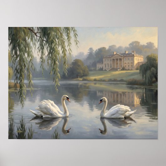 Regency Manor & Schwanensee-Gemälde Poster (Vorne)