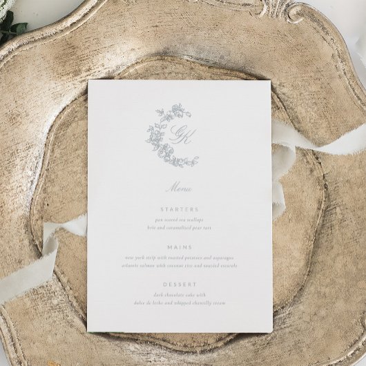 Regency Monogram Wedding Menu Menükarte