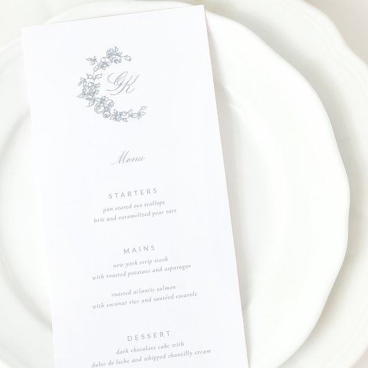 Regency Monogram Wedding Menu Menükarte