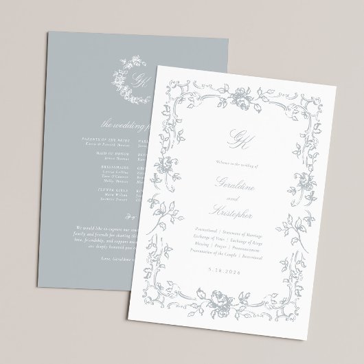 Regency Monogram Wedding Program Programm