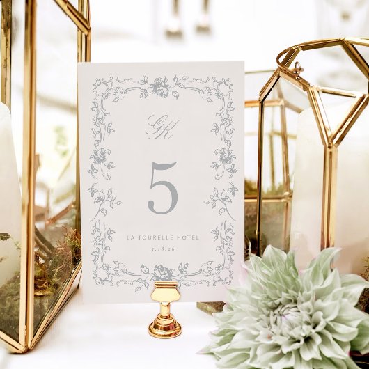 Regency Monogram Wedding Tischnummer Card