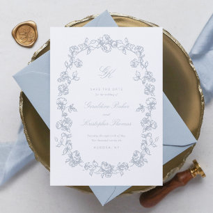 Regency-Monogramm-Hochzeit - Termin merken Save The Date
