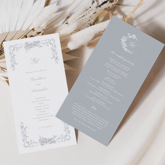 Regency-Monogramm-Hochzeitsprogramm Programm