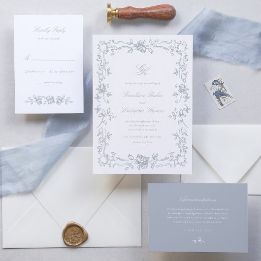 Regency-Monogramm-Hochzeitsprogramm Programm