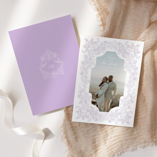 Regency Pastel Purple Romantic Victorian Photo Save The Date