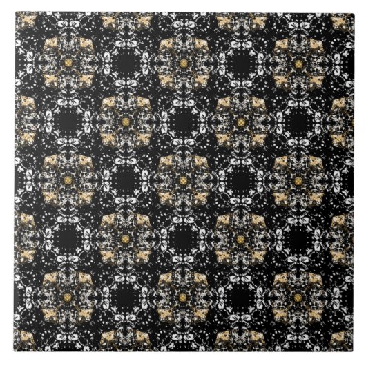 Regency Pattern für Silver, Gold und Black Hollywo Fliese (Vorderseite)