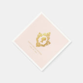 Regency Pink Vintag Imitats Gold Wappen Brautparty Serviette (Ecke)