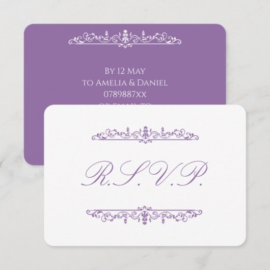 Regency  Purple RSVP Karte (Vorne/Hinten)