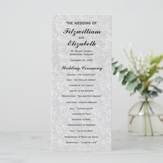 Regency-Romance-Hochzeitsprogramme Programm (Stehend Vorderseite)
