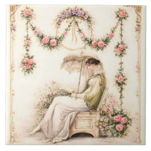 Regency-Rosengarten Lesende Dame Fliese