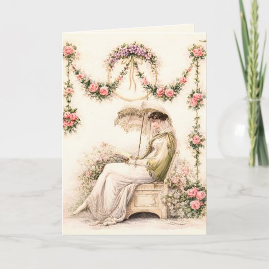 Regency-Rosengarten Lesende Dame Karte (Vorderseite)