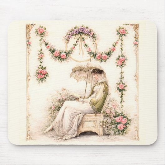 Regency-Rosengarten Lesende Dame Mousepad (Vorne)