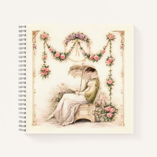 Regency-Rosengarten Lesende Dame Notizblock (Vorderseite)