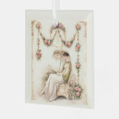 Regency-Rosengarten Lesende Dame Ornament Aus Glas (Vorderseite links)