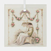 Regency-Rosengarten Lesende Dame Ornament Aus Glas (Vorderseite)