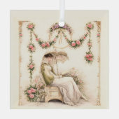 Regency-Rosengarten Lesende Dame Ornament Aus Glas (Rückseite)