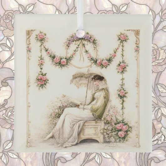 Regency-Rosengarten Lesende Dame Ornament Aus Glas