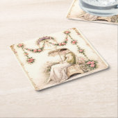 Regency-Rosengarten Lesende Dame Rechteckiger Pappuntersetzer (angewinkelt)