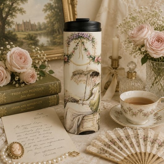 Regency-Rosengarten Lesende Dame Thermosbecher