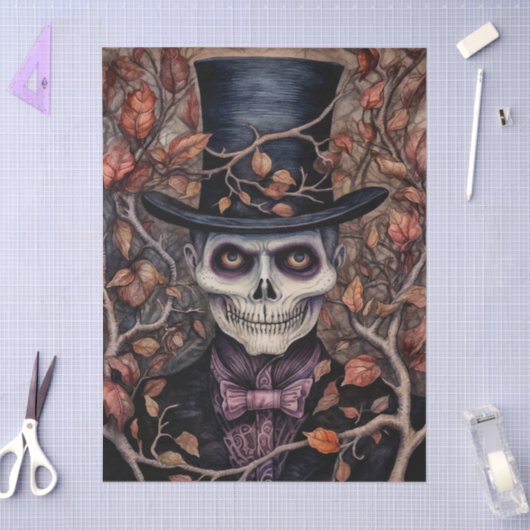 Regency Skeleton Gentleman Halloween Decoupage Seidenpapier (Basteln)