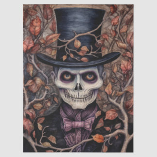 Regency Skeleton Gentleman Halloween Decoupage Seidenpapier