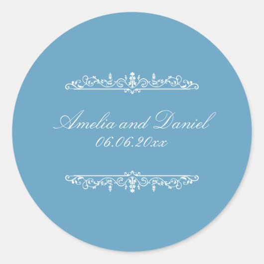 Regency  Style Blue Wedding Sticker (Vorderseite)