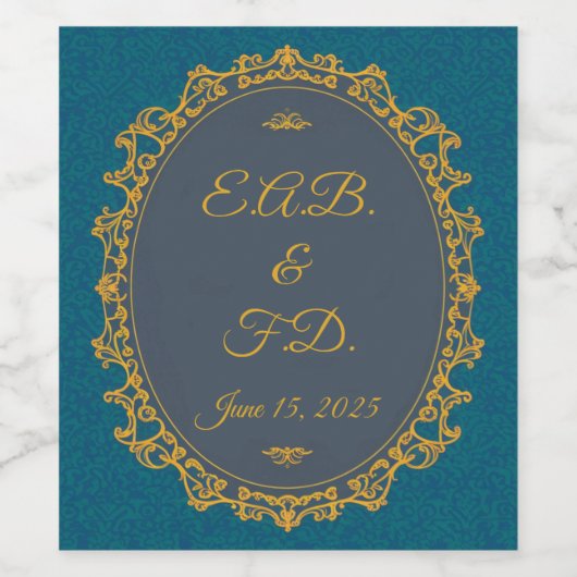 Regency Style mit Monogramm Regencycore-Ära Weinetikett (Einzelnes Label)