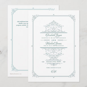 Regency Vintage-Themene-Hochzeit - Termin vormerke Einladung