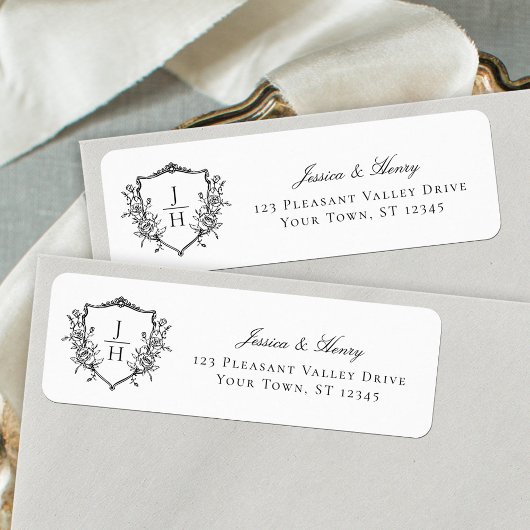 Regency Wappen Monogram Wedding Rücksendeadresse