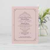 Regency Wedding Einladungen Vintag Dusty Rose (Stehend Vorderseite)