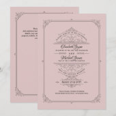 Regency Wedding Einladungen Vintag Dusty Rose (Vorne/Hinten)