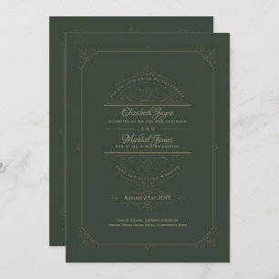 Regency Wedding Einladungen Vintag Green