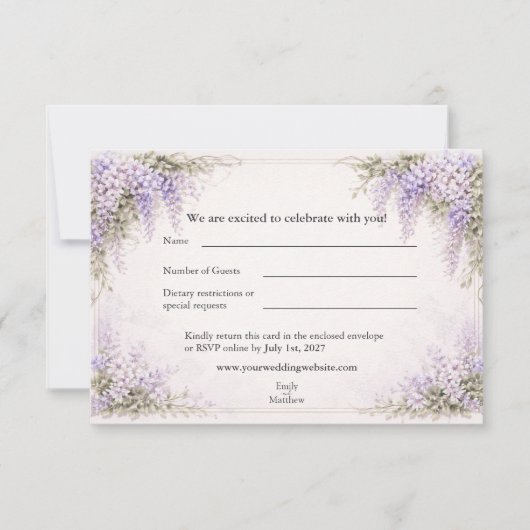 Regency-Wisteria-Hochzeit Dankeskarte (Vorderseite)