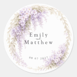 Regency Wisteria Round Wedding Stickers