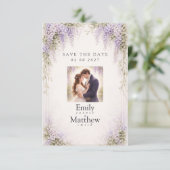 Regency Wisteria Save the Date Photo Card (Stehend Vorderseite)