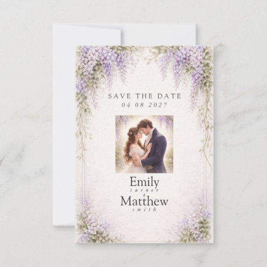 Regency-Wisteria-Speichert-Datum-Fotokarte Save The Date (Vorderseite)