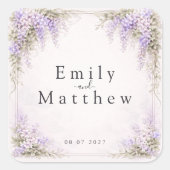 Regency Wisteria Square Wedding Stickers (Vorderseite)