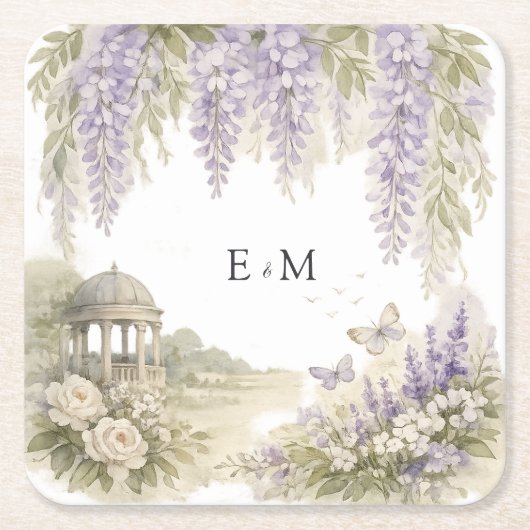Regency Wisteria Wedding Rechteckiger Pappuntersetzer (Vorderseite)