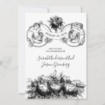 Regencycore Schwarz-weißer Pen Tinte Wash Floral